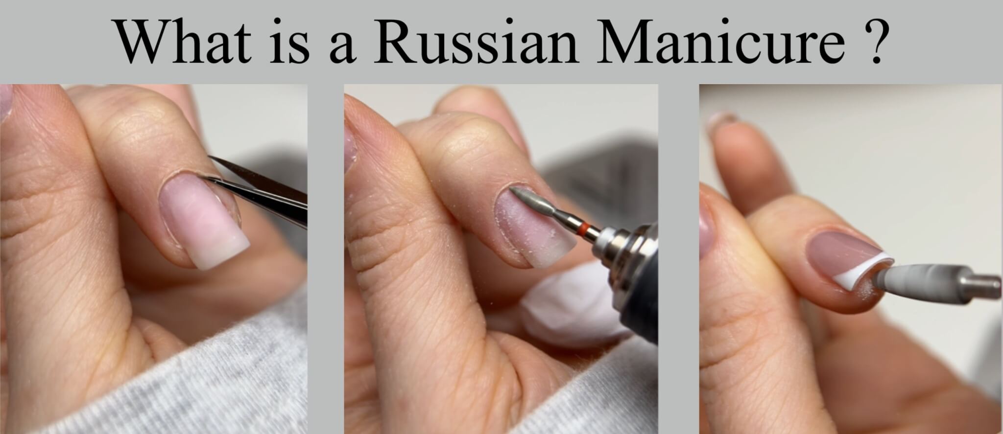 E-file dry manicure process — lifting the cuticle during a Russian Manicure technique