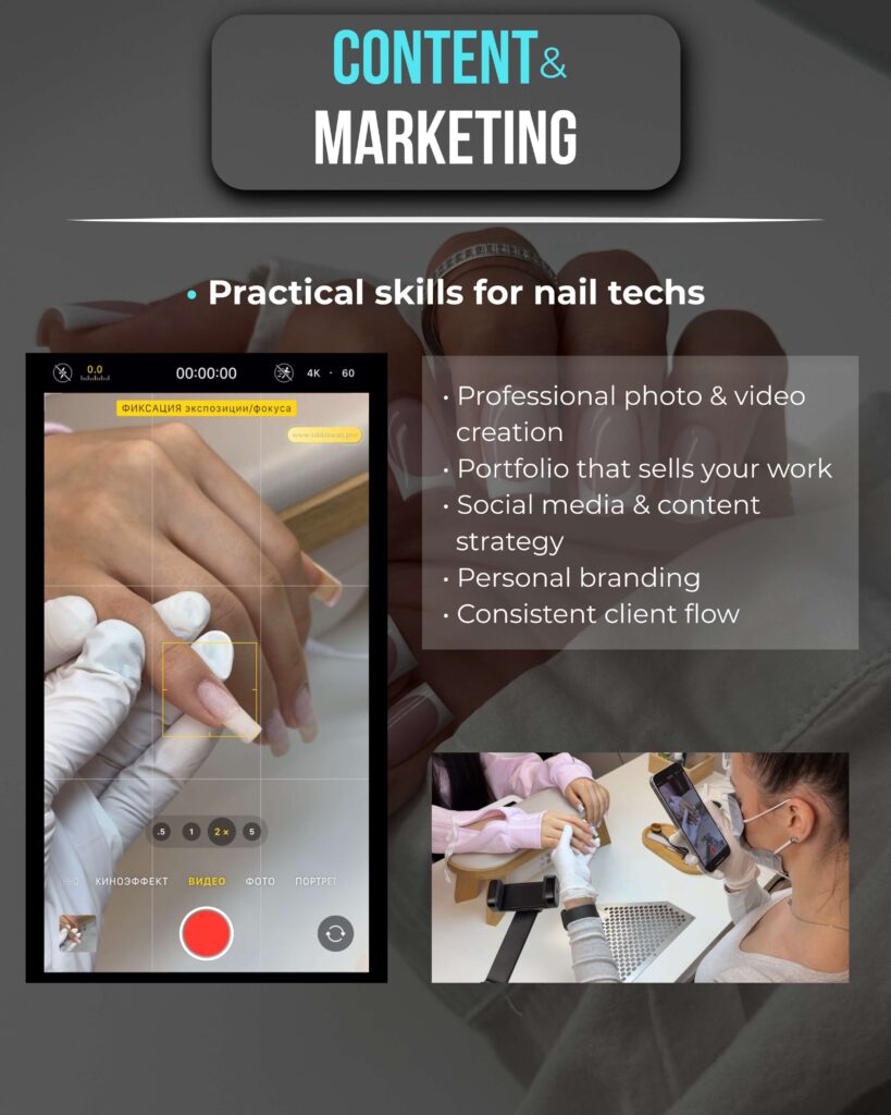 Nail tech content creation and social media marketing training inside Nail Insider Club