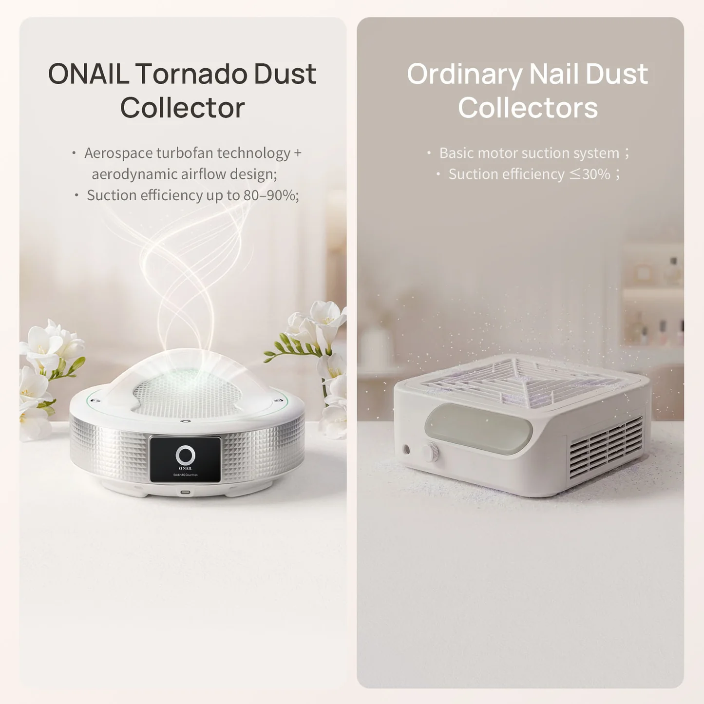 ONAIL Tornado Dust Collector compared to ordinary nail dust collectors